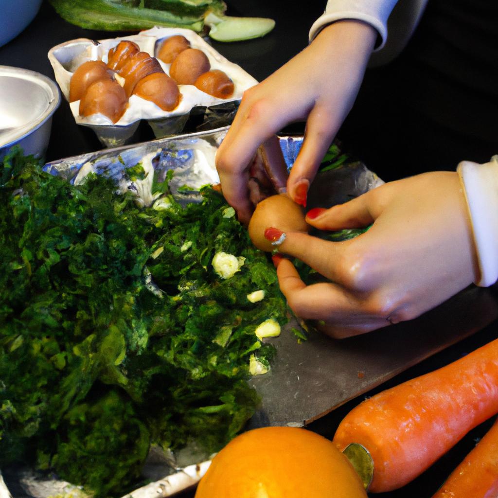 Person preparing healthy meal ingredients