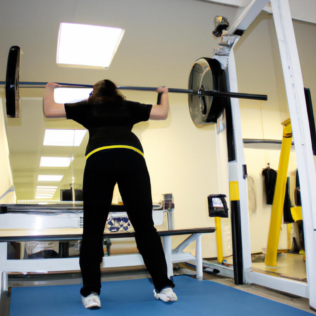Person exercising in a gym