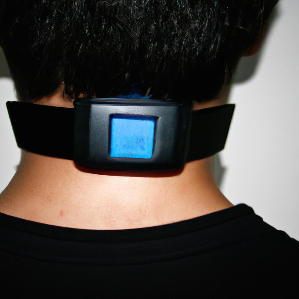 Person wearing a stress monitor