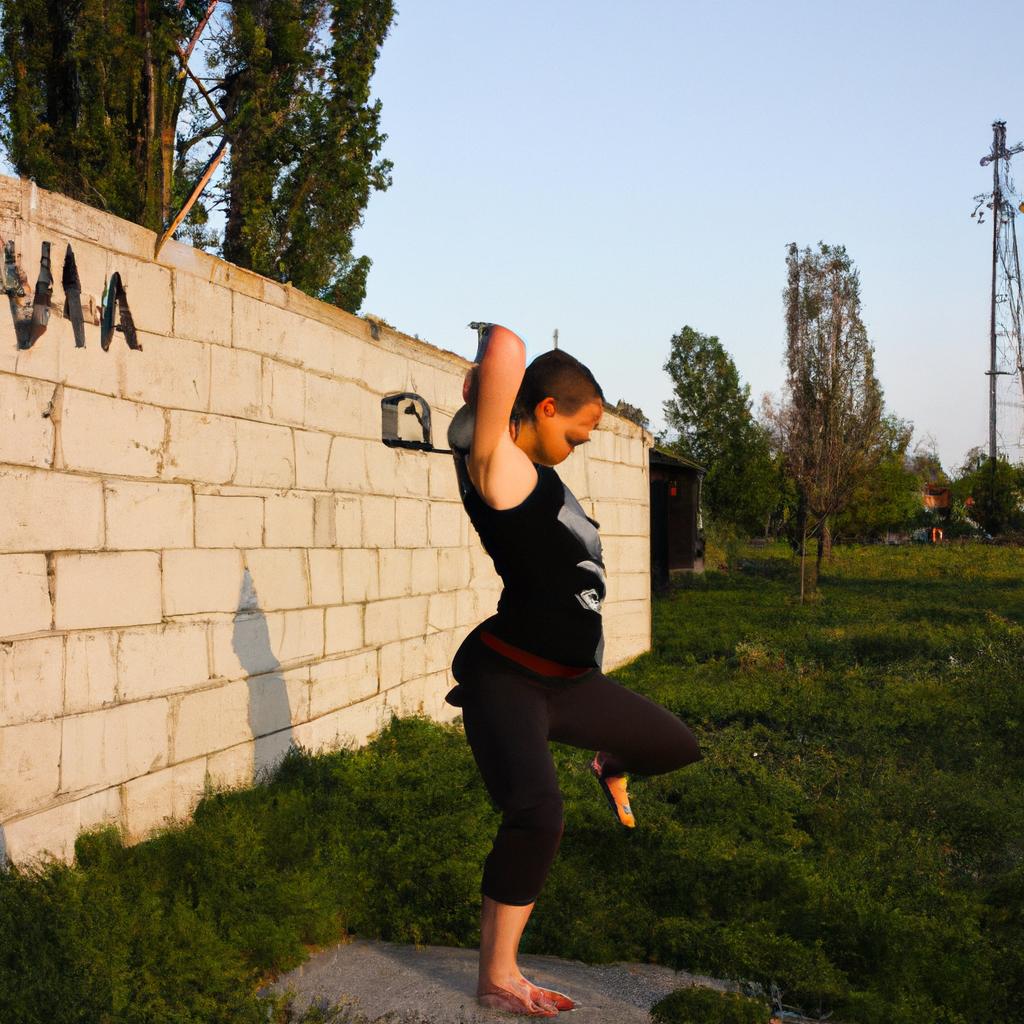 Person doing yoga poses outdoors